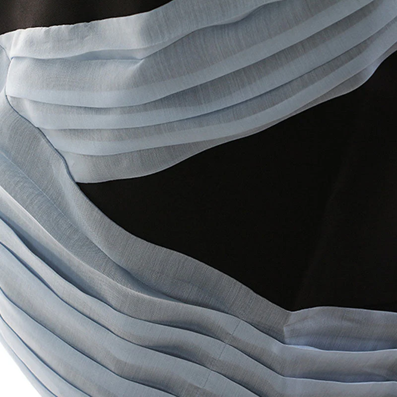 Asymmetrical Contrast Pleated Panel Round Neck Sleeveless Dress - Image 5