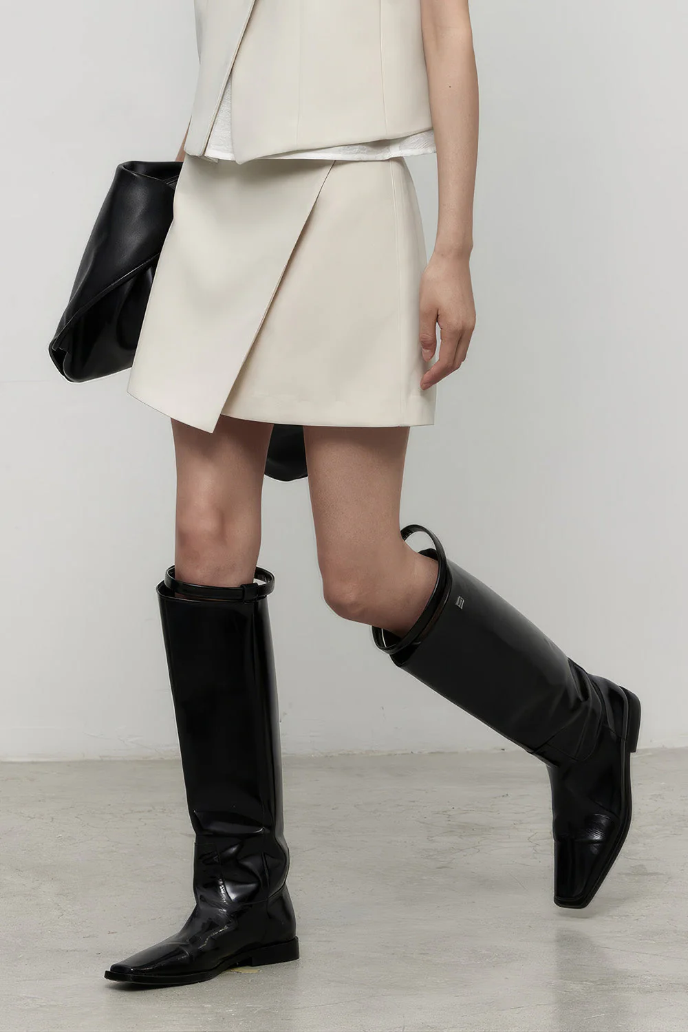 Asymmetrical Mini Skirt - Beige - Image 2