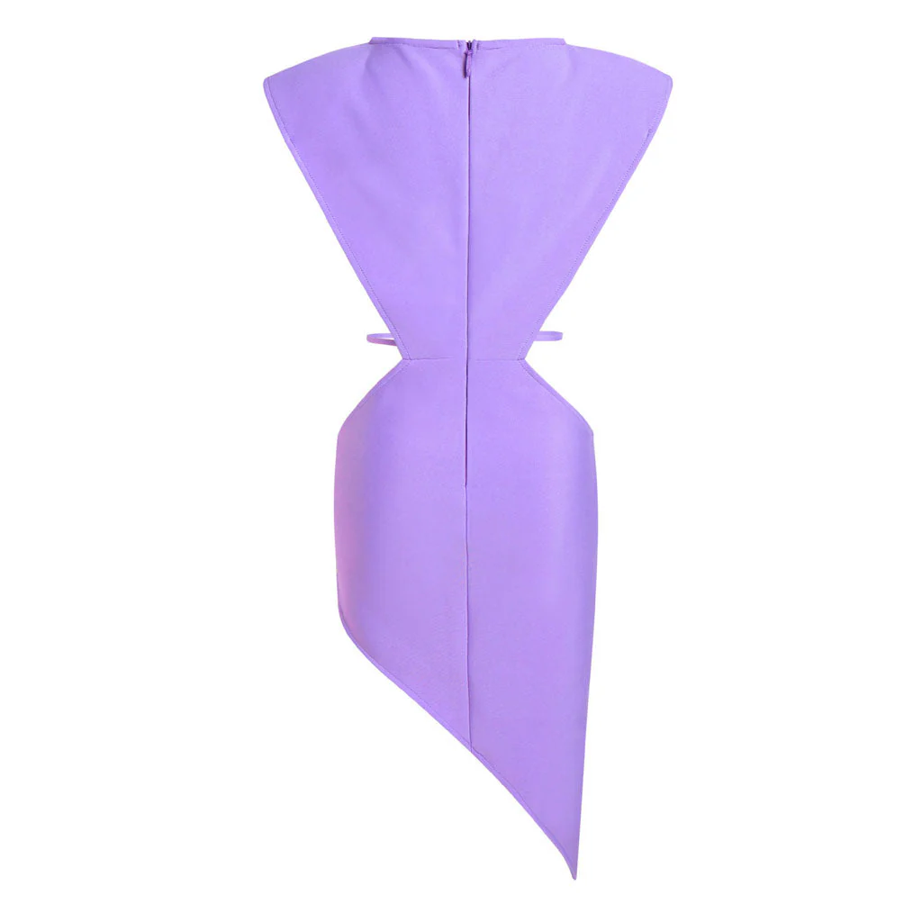 Asymmetrical Rhinestone Starfish Embellished CutOut Shoulder Pad Bandage Cocktail Dress - Image 3