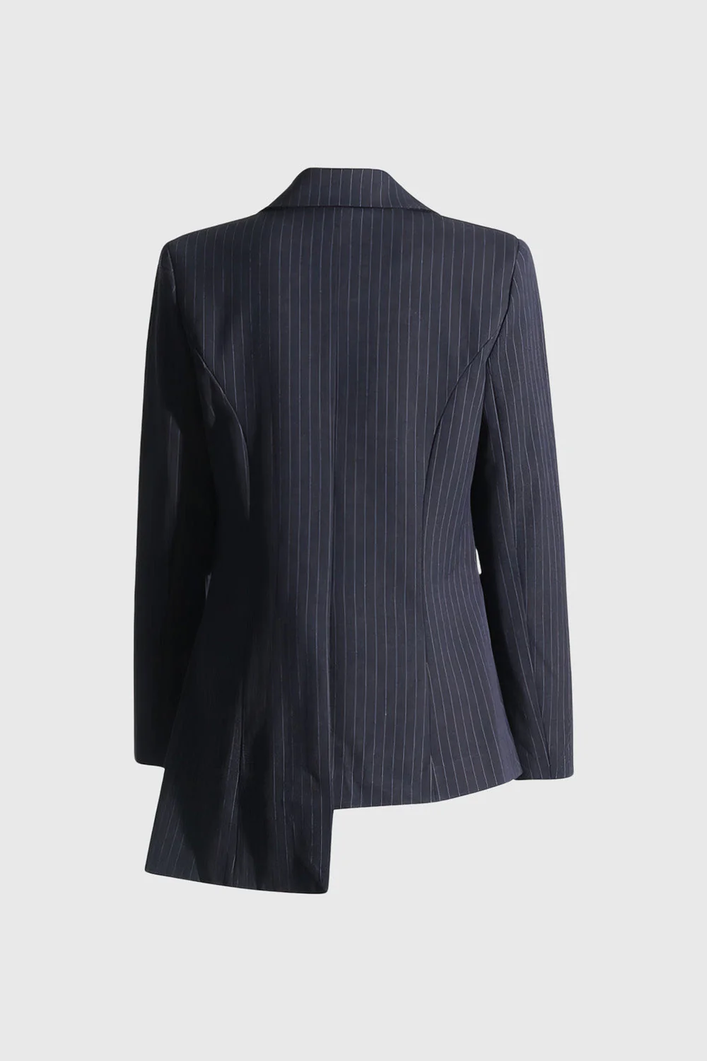 Asymmetrical Striped Blazer - Navy Blue - Image 3