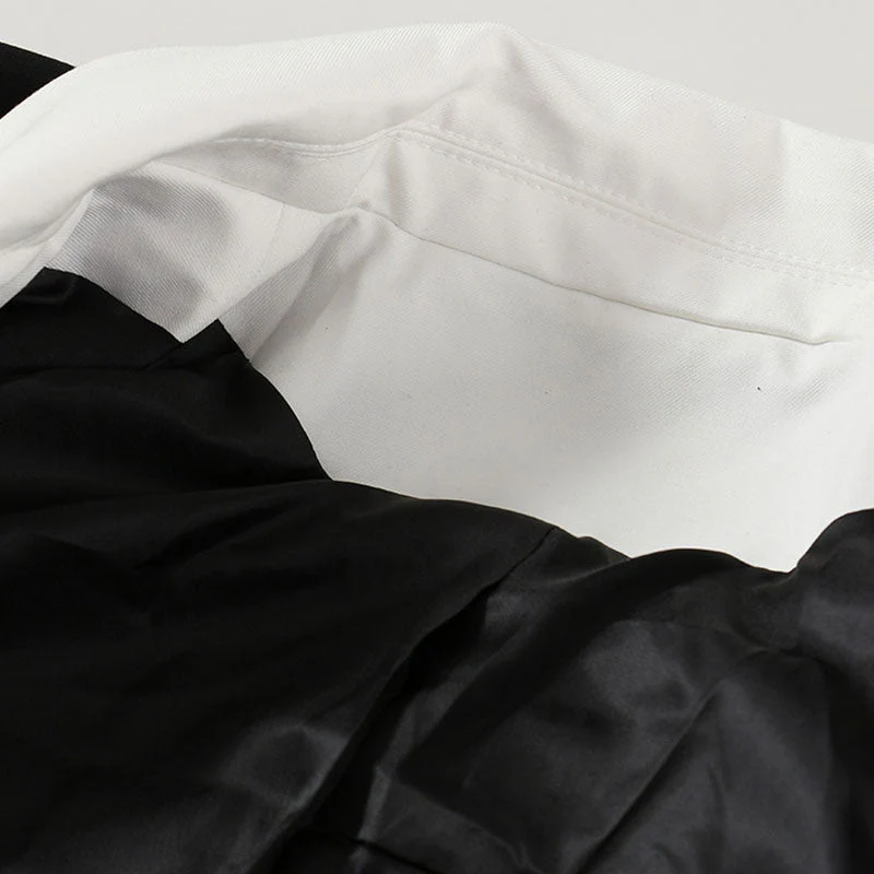 Avant Garde Contrast Lapel CutOut Zipper Waist Single Button Long Blazer - Image 3