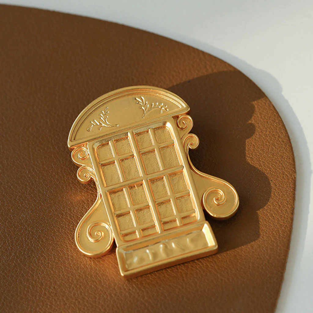 Back To 19C Luxury 18K Gold Plated Sculptural Window Brooch - Image 3