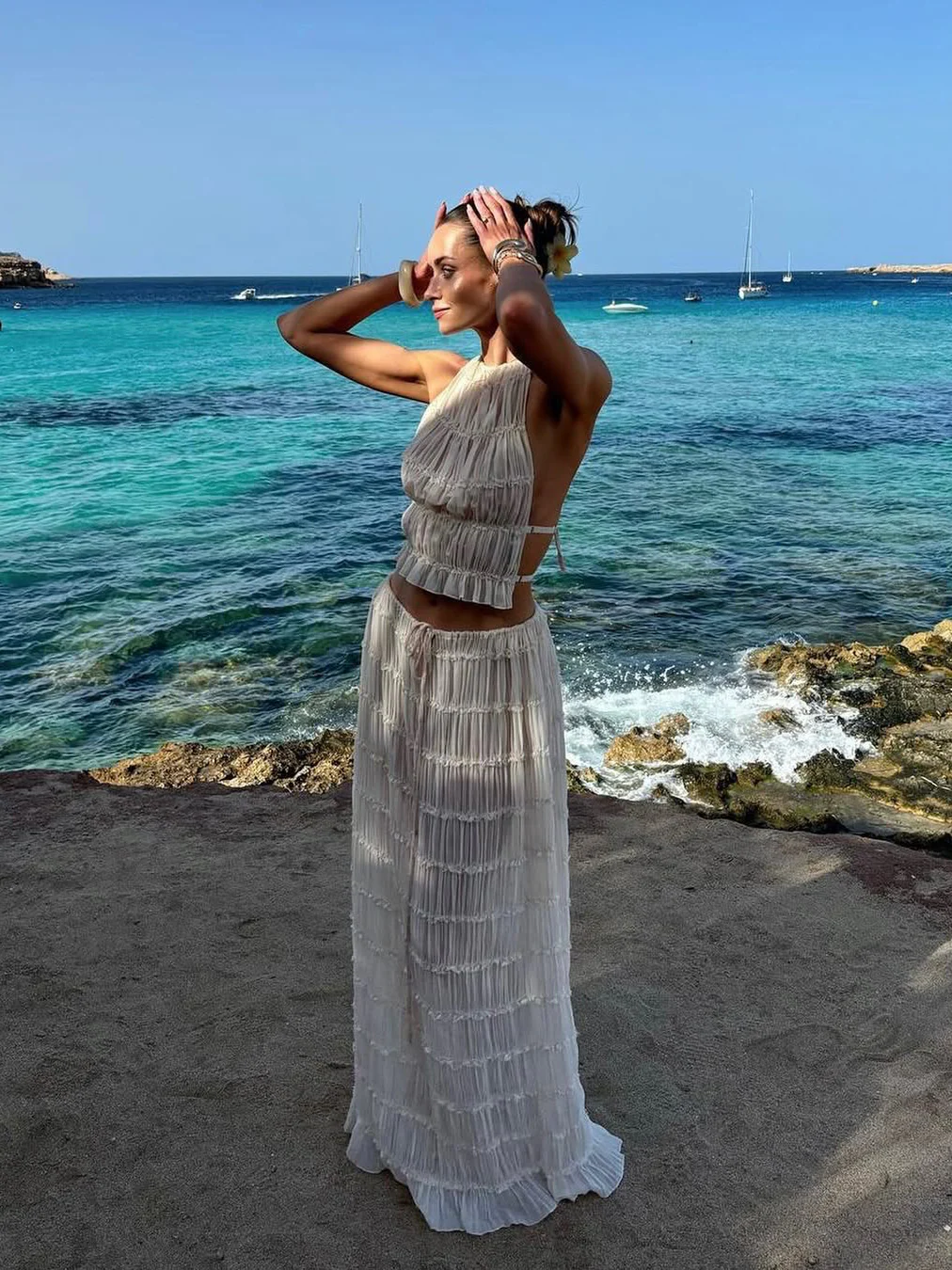 Backless Chiffon Skirt Set - Image 3