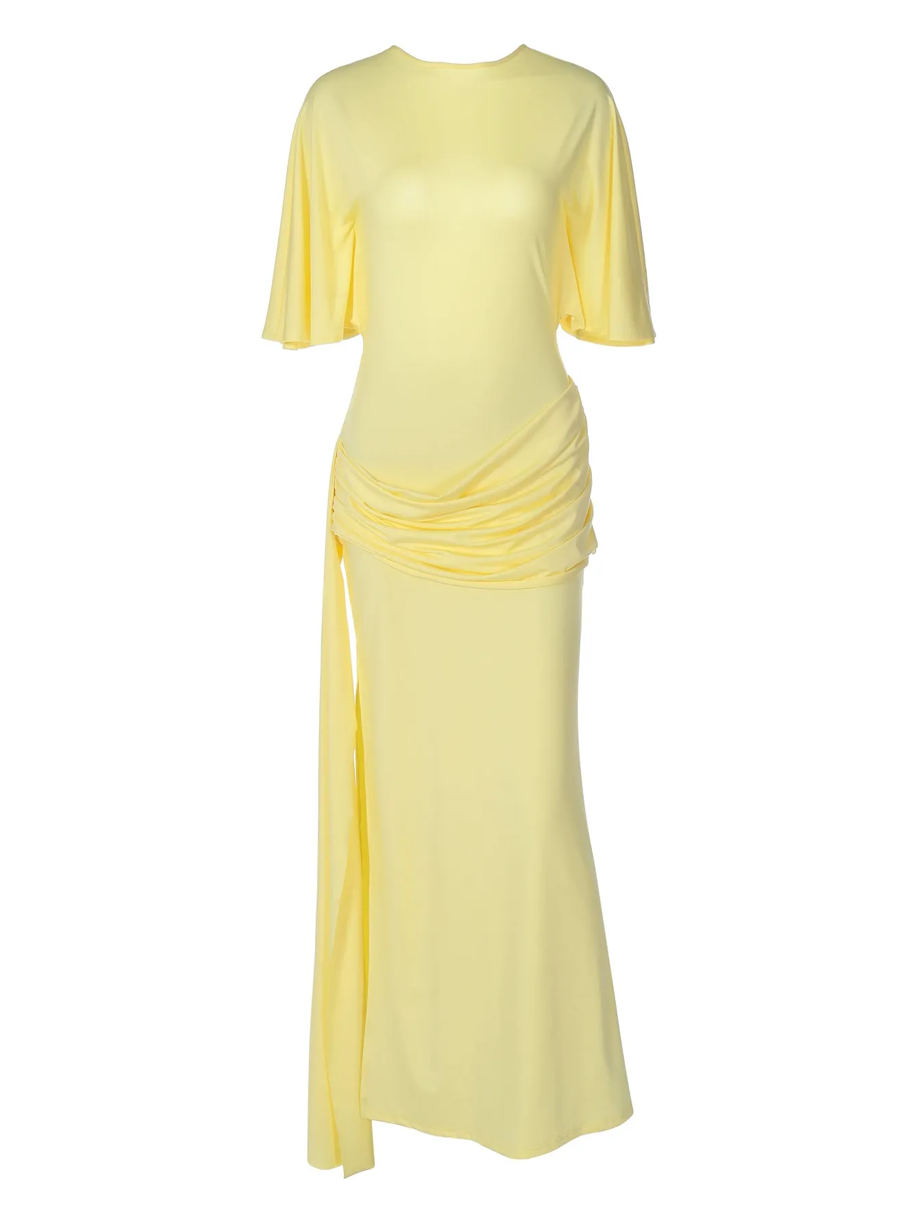 Backless Layered Long Dress With Flowing Ribbons - Image 2