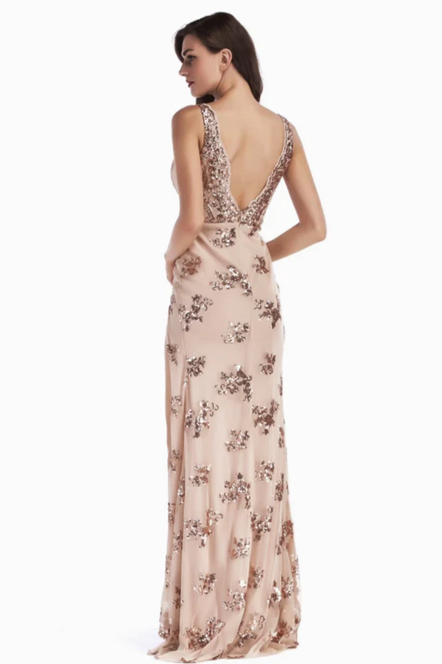 Backless Maxi Sequin Dress - Image 13