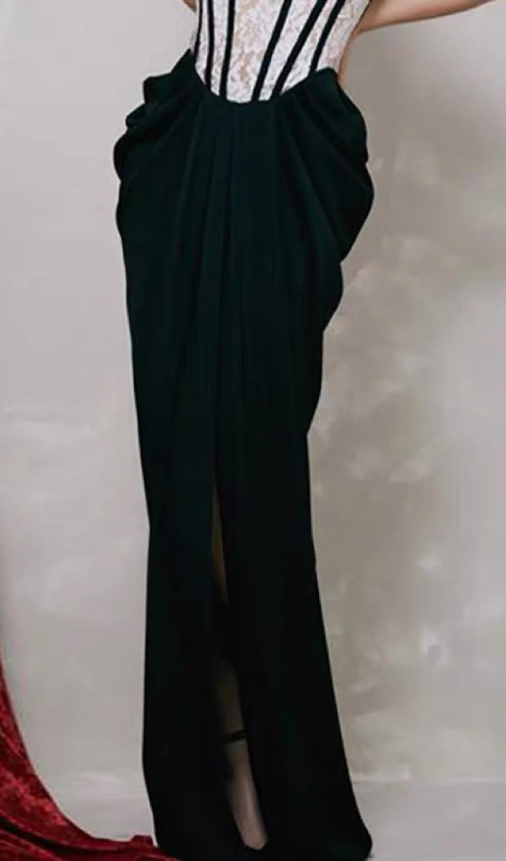  Bandeau Lace Stitched Dress in Black - Image 3