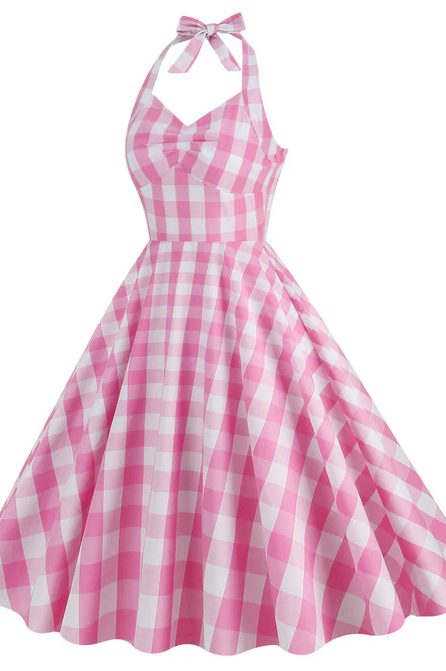 Barbie Movie Margot Pink Plaid Check Dress - Image 2
