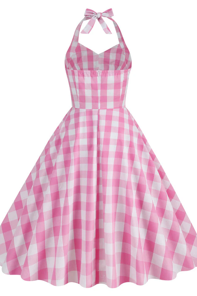 Barbie Movie Margot Pink Plaid Check Dress - Image 3