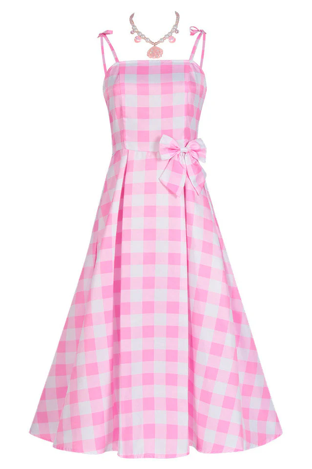 Barbie Movie Margot Pink Plaid Check Dress - Image 2