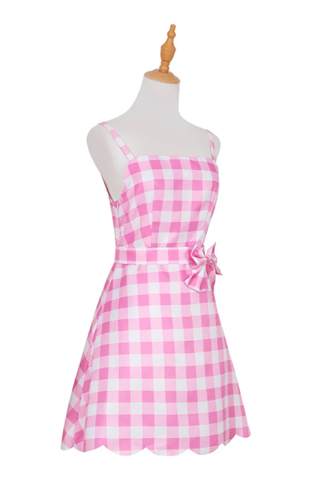 Barbie Movie Margot Pink Plaid Check Dress - Image 12