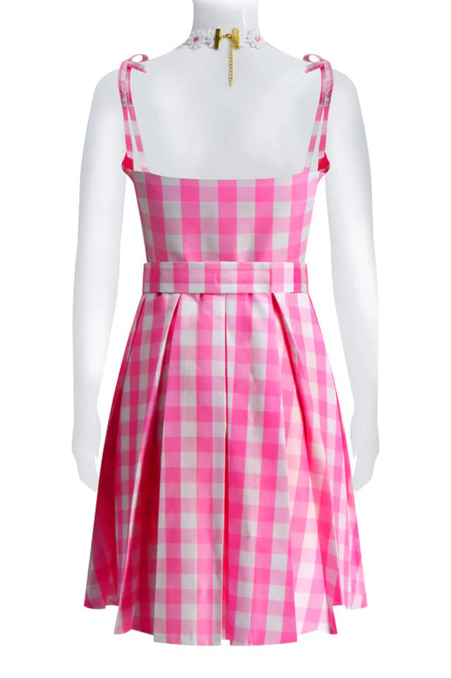 Barbie Movie Margot Pink Plaid Check Dress - Image 16