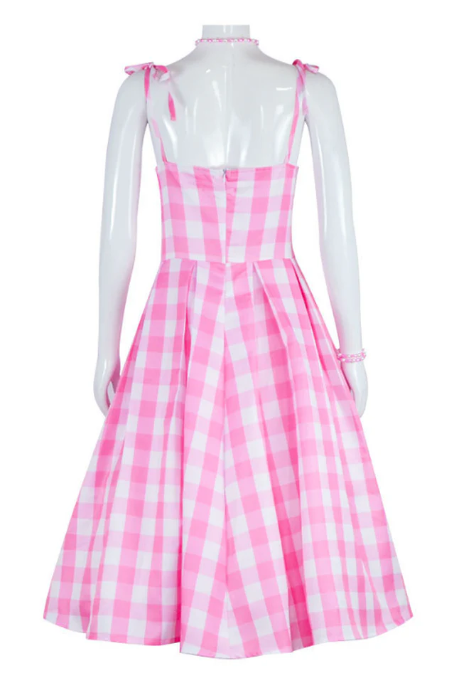 Barbie Movie Margot Pink Plaid Check Dress - Image 7