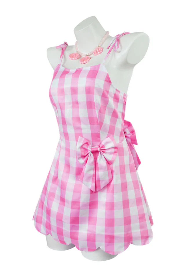 Barbie Movie Margot Pink Plaid Check Dress - Image 9