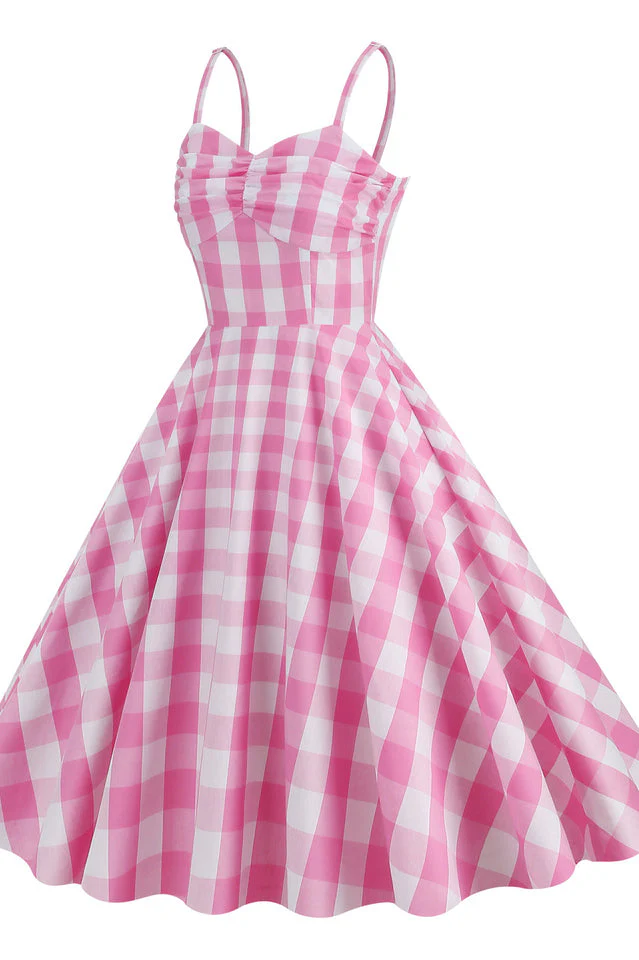 Barbie Movie Margot Pink Plaid Check Dress - Image 2