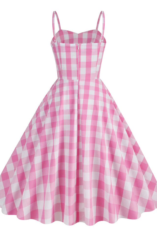 Barbie Movie Margot Pink Plaid Check Dress - Image 3
