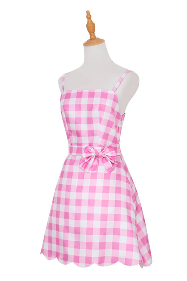 Barbie Movie Margot Pink Plaid Check Dress - Image 3