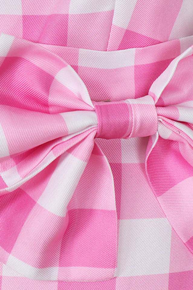 Barbie Movie Margot Pink Plaid Check Dress - Image 6