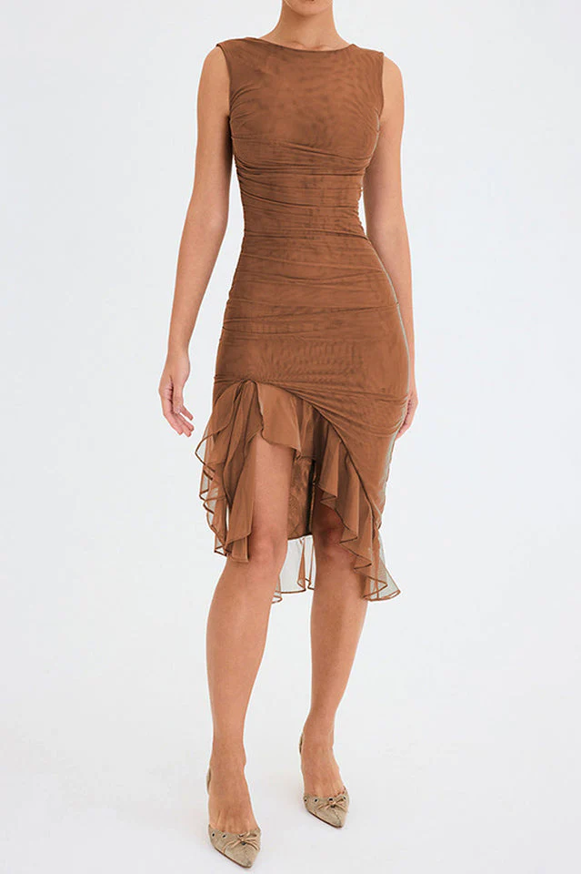 Bay Leaf Ruffle Midi Dress - Image 16