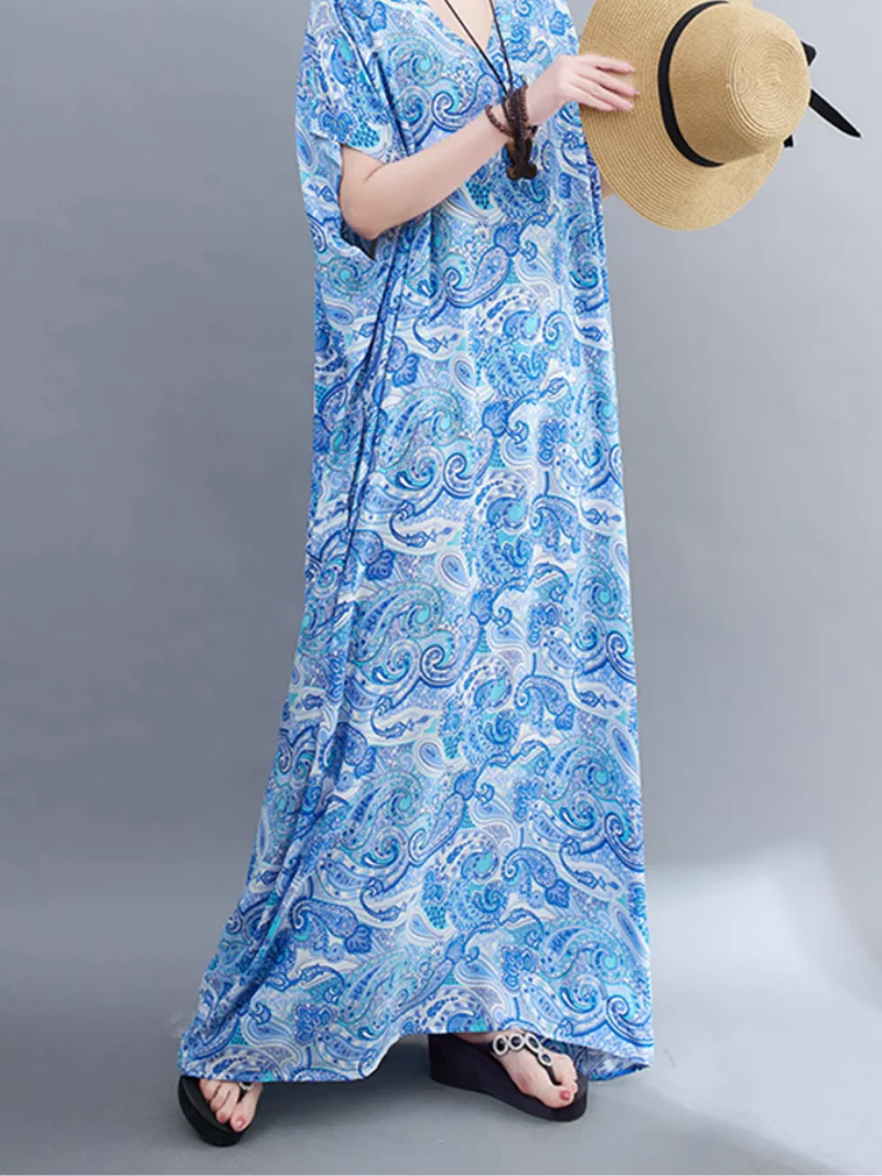 Beach Goddess Casual Printed Kaftan Dress - Image 5