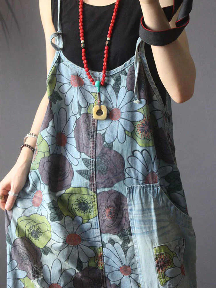 Beautiful in Eyes Floral Print Denim Overall Dungaree - Image 5