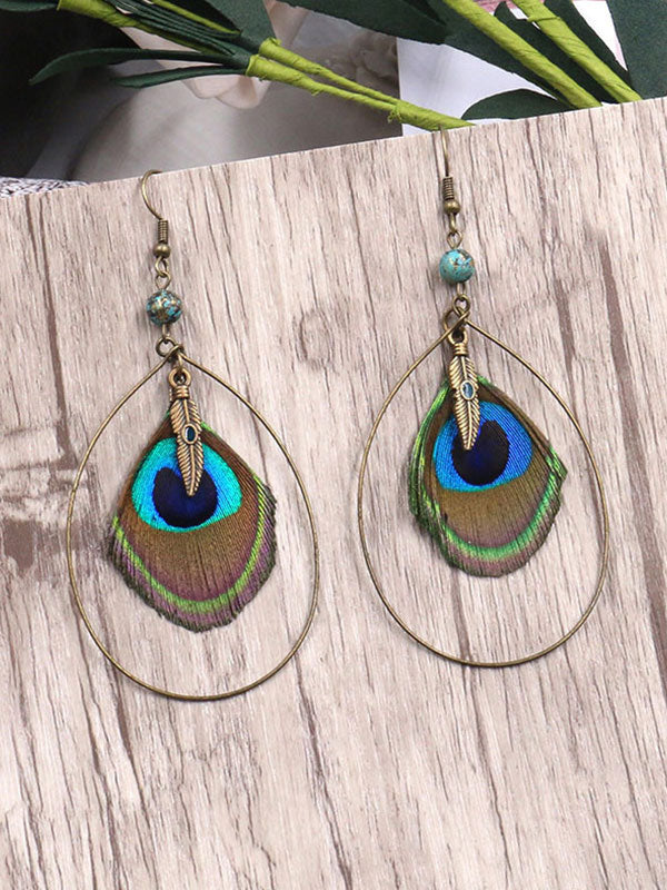 Beautiful Plumage Peacock Earrings - Image 2