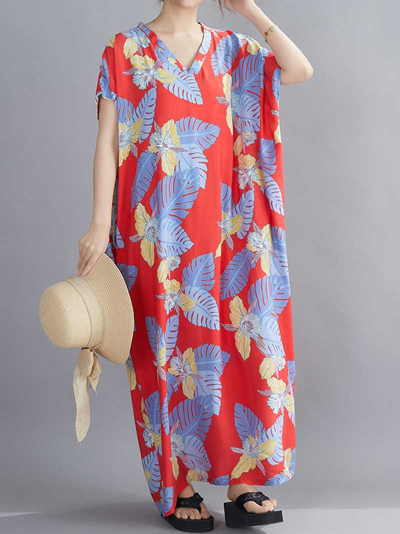 Believe Your Self Leaf Printed Kaftan Dress - Image 3