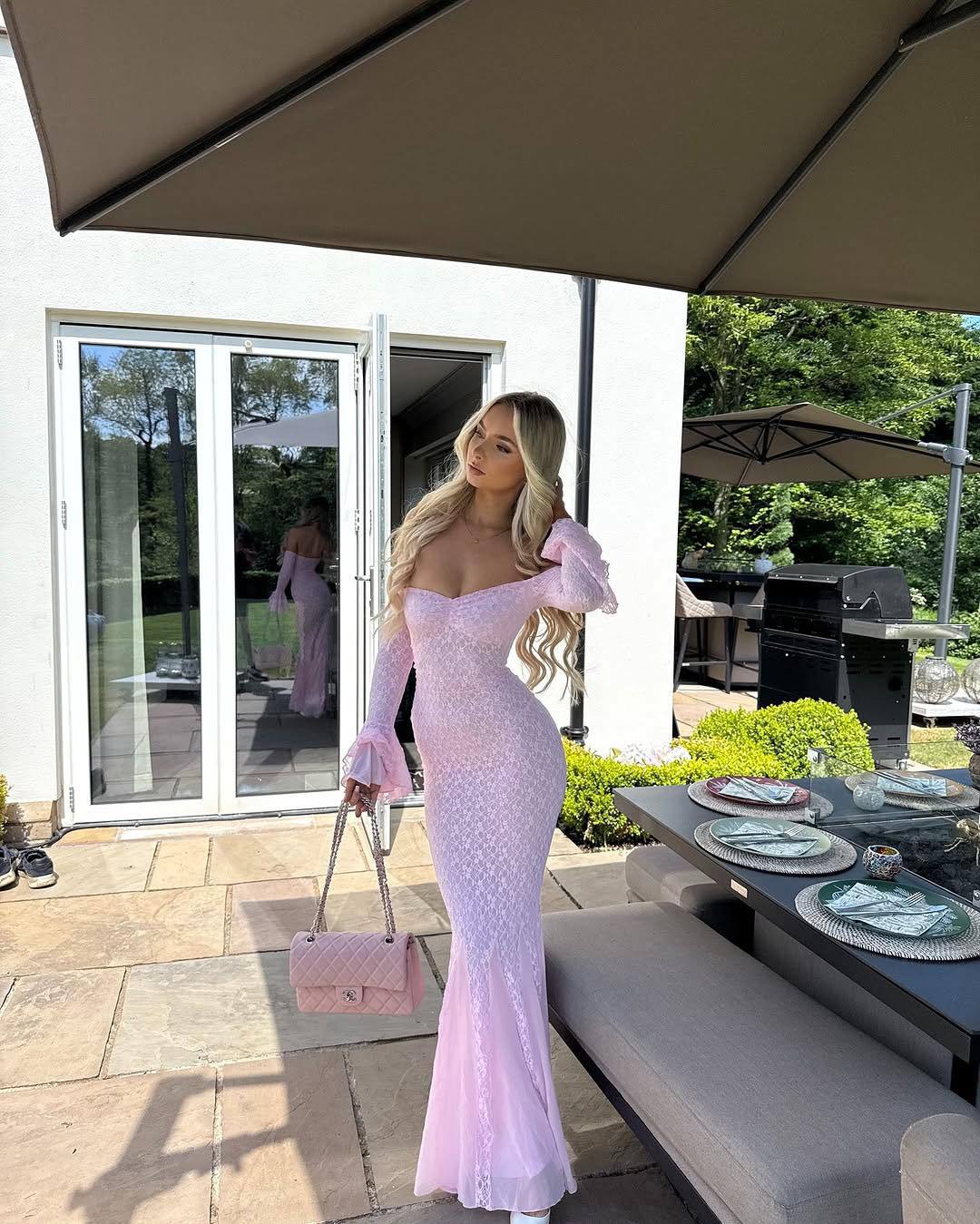 Bell Sleeve Strapless Lace Mermaid Dress - Image 7