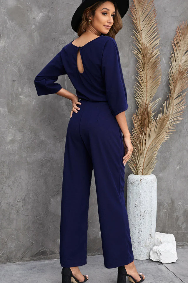 Belted Three-Quarter Sleeve Jumpsuit - Image 12