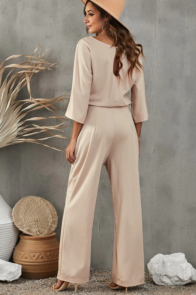 Belted Three-Quarter Sleeve Jumpsuit - Image 2