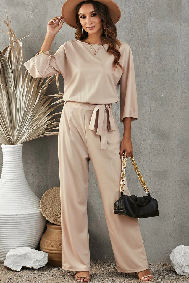 Belted Three-Quarter Sleeve Jumpsuit - Image 3
