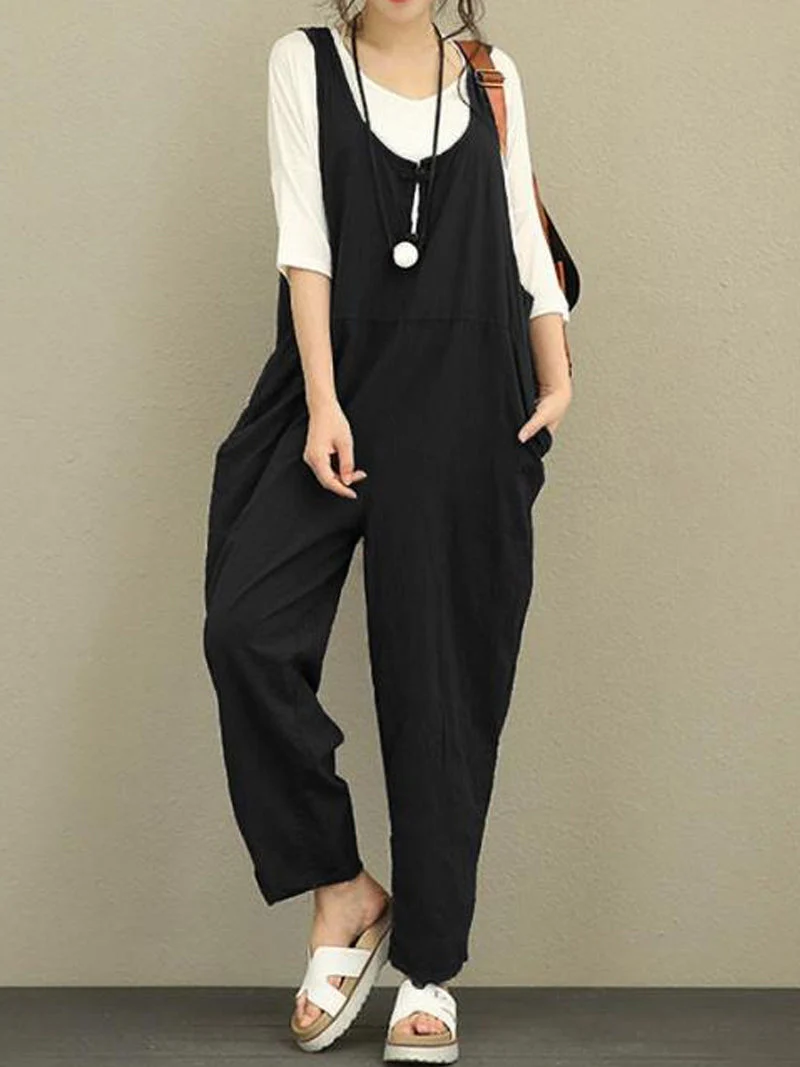 Fat Plus Size Loose Casual Pants Bib Trousers - Image 2