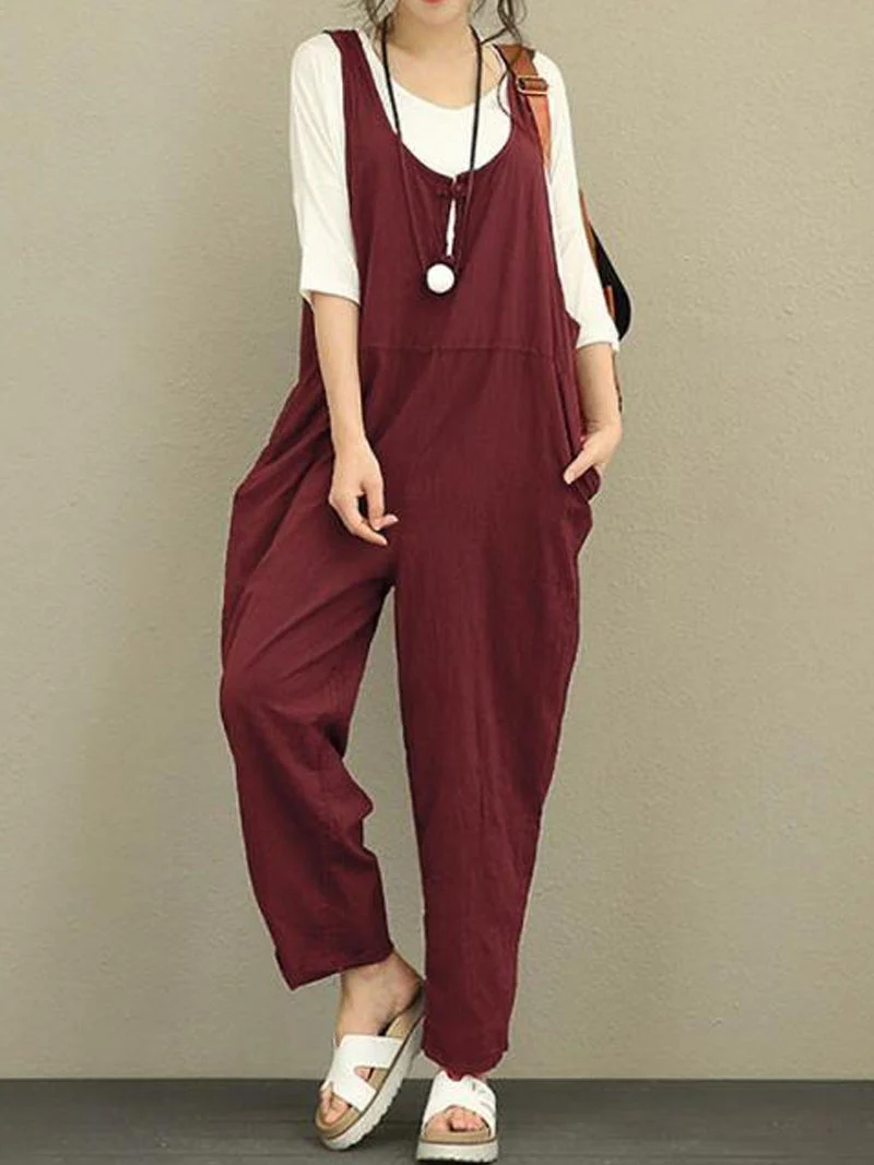 Fat Plus Size Loose Casual Pants Bib Trousers - Image 3