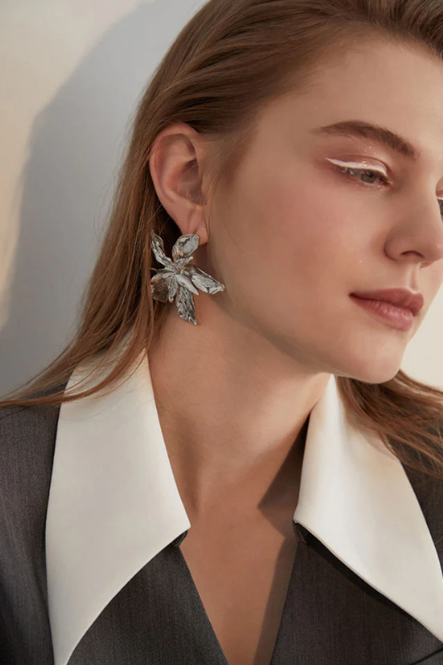 Big Flower Drop Dangle Earrings - Image 3