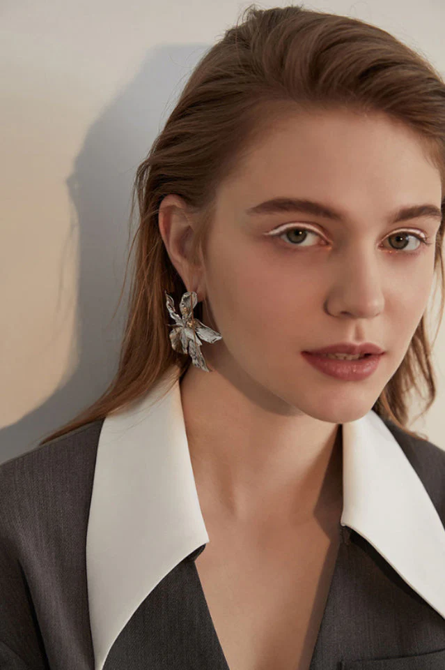 Big Flower Drop Dangle Earrings - Image 5