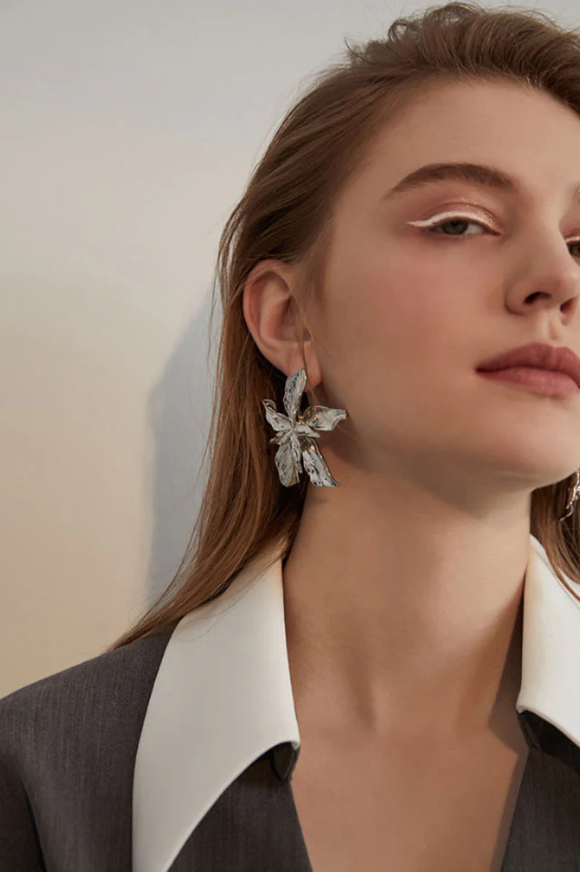 Big Flower Drop Dangle Earrings - Image 6