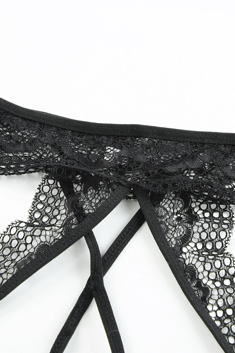 Black 2Pcs Lace Open Cut Chain Decor Lingerie Set - Image 10