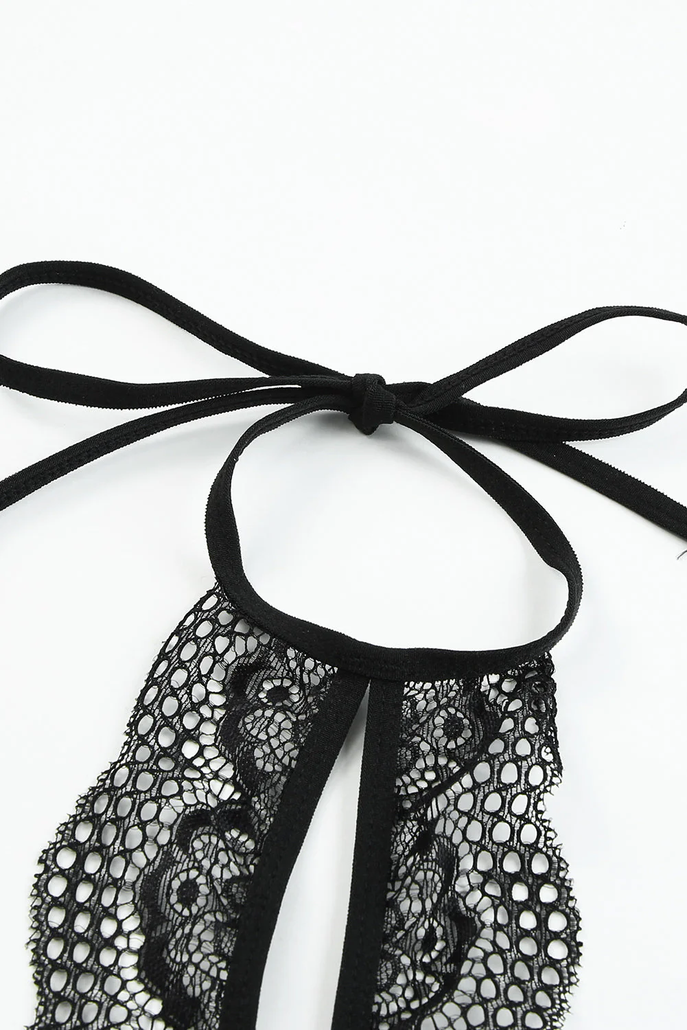 Black 2Pcs Lace Open Cut Chain Decor Lingerie Set - Image 7