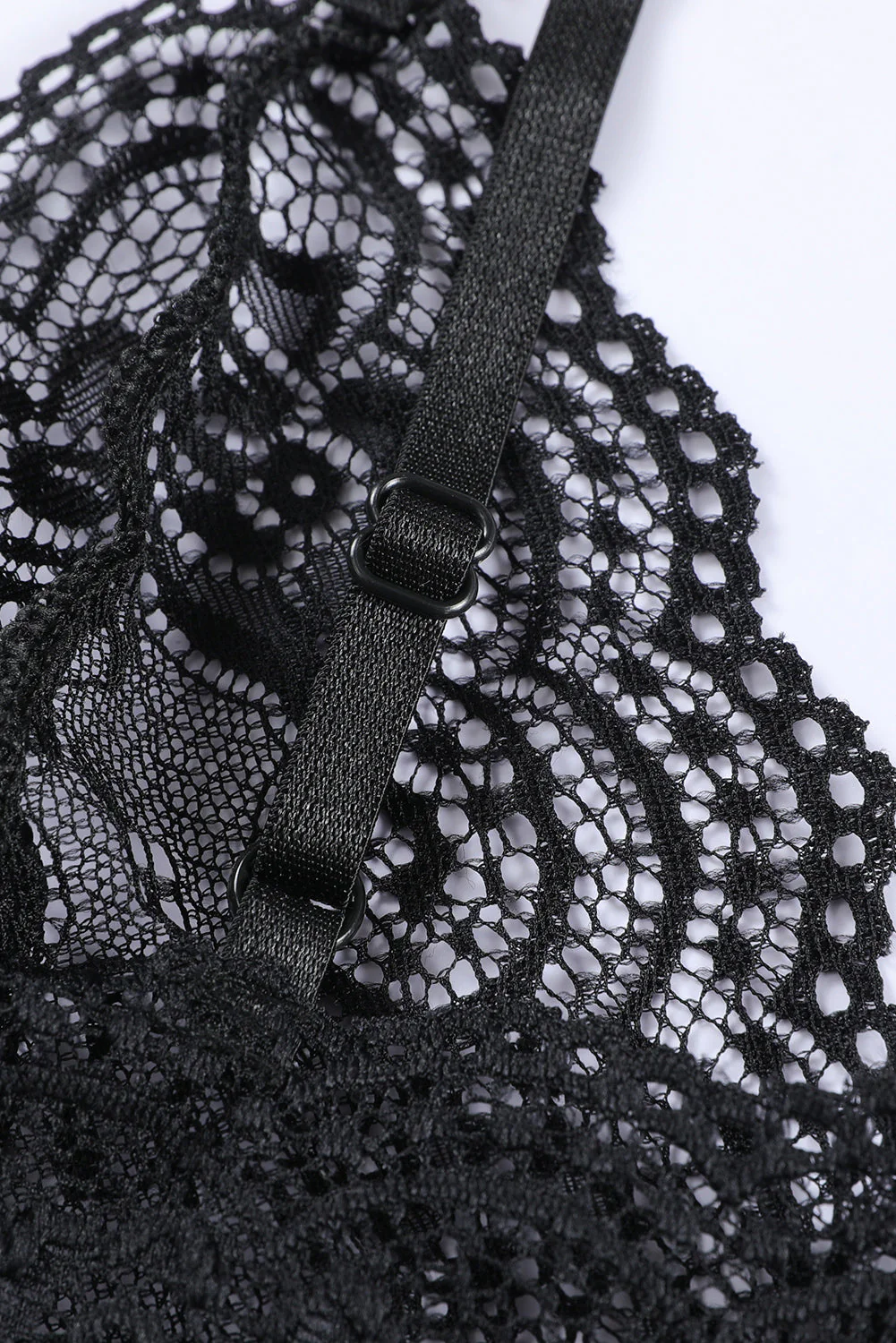 Black 2Pcs Lace Spaghetti Straps Lingerie Set - Image 11