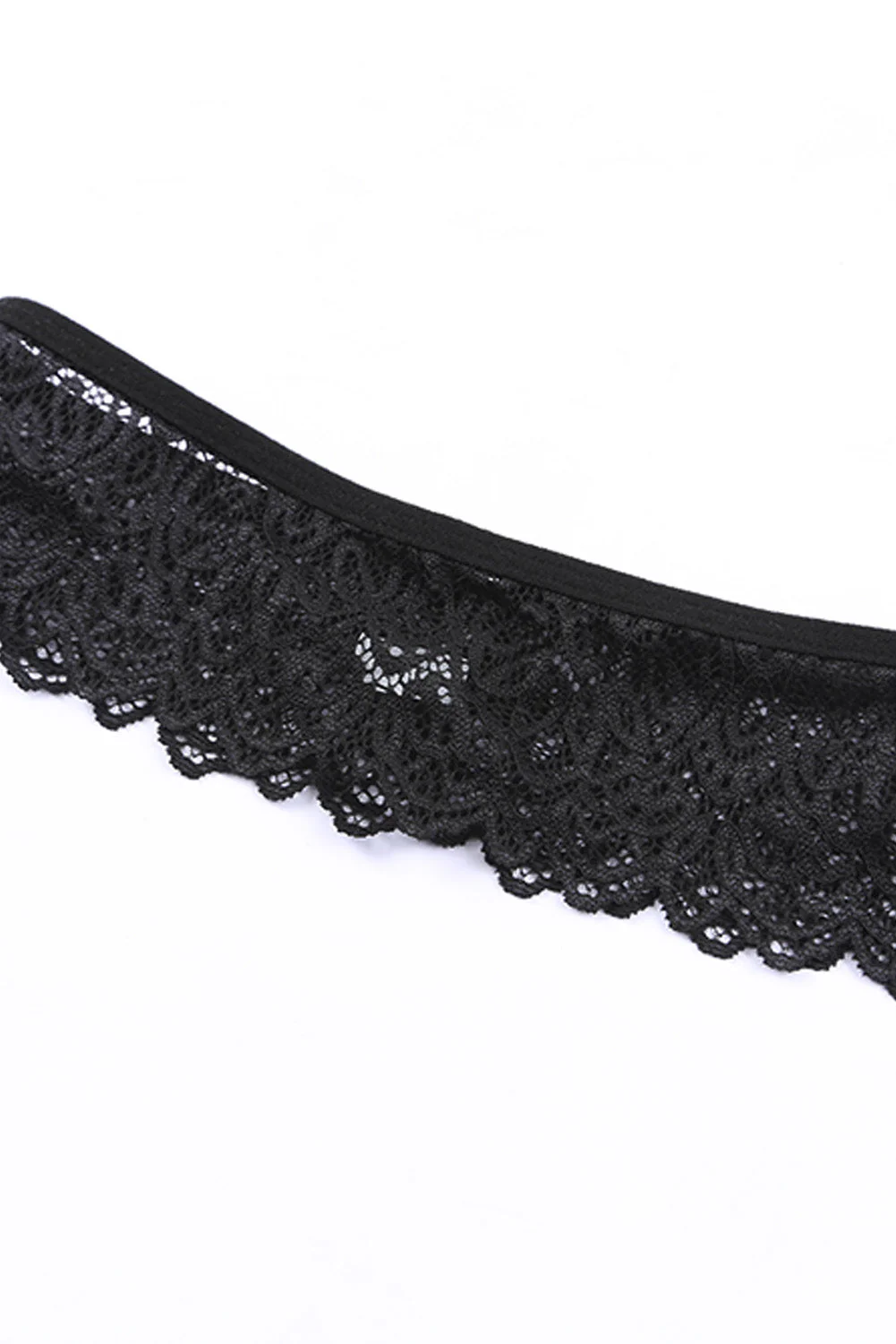 Black 3Pcs Open Cup Lace Strappy Lingerie Set - Image 13