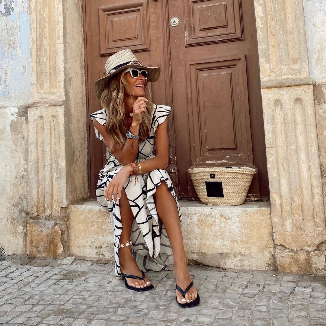 Black Abstract Print Maxi Dress - Image 3