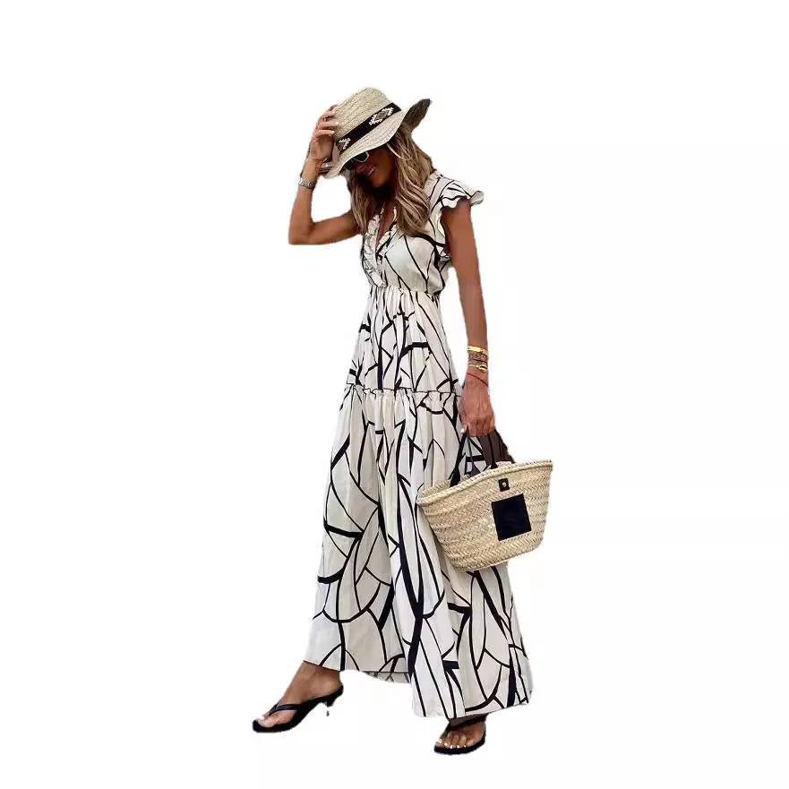 Black Abstract Print Maxi Dress - Image 4