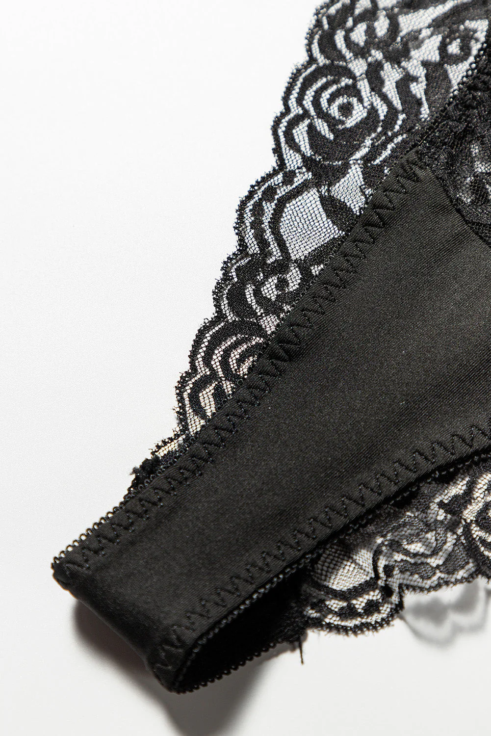 Black Bow Knot Mesh Contrast Garter Belt With Thong - Image 14