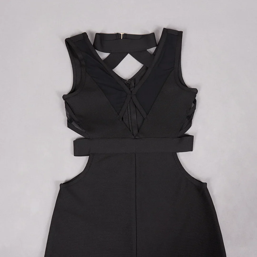 Mesh Hollow Out BANDAGE MAXI Dress - Image 12
