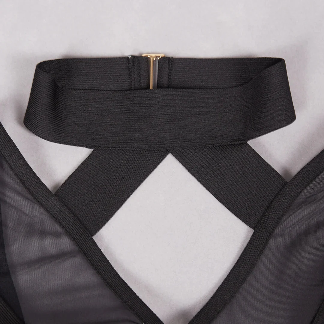 Mesh Hollow Out BANDAGE MAXI Dress - Image 13