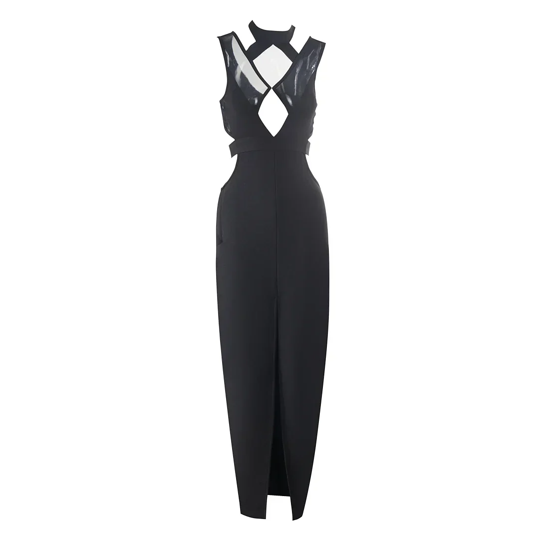 Mesh Hollow Out BANDAGE MAXI Dress - Image 8