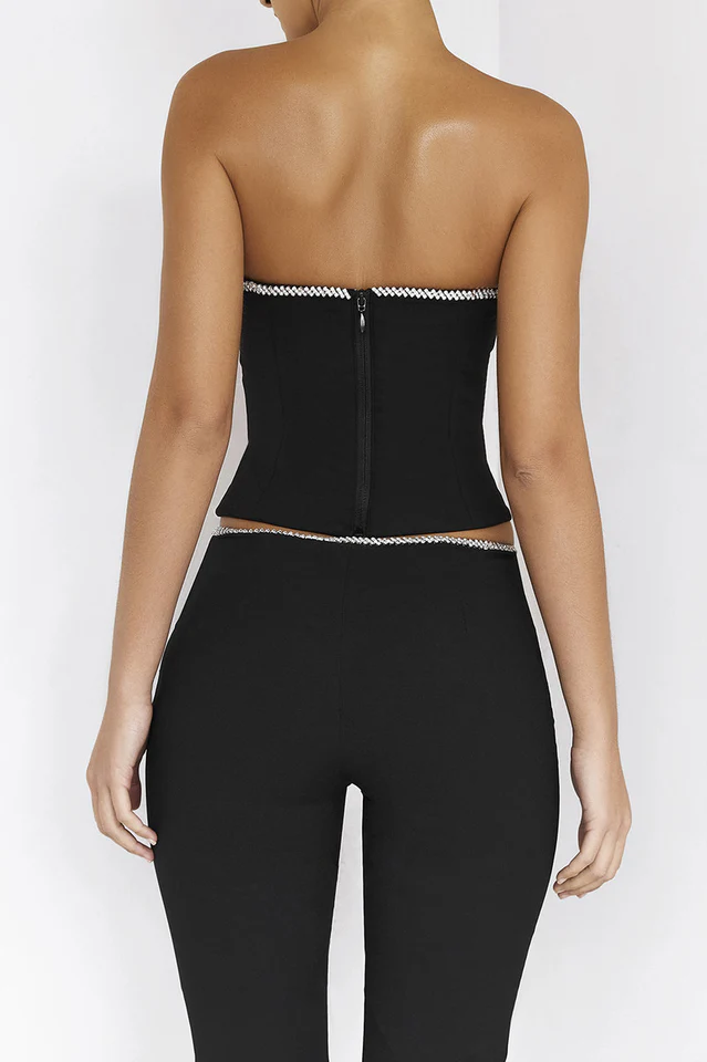 Black Crystal Trimmed Corset - Image 6