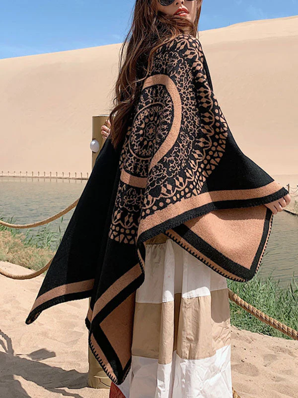 Black Ethnic Print Cloak Cardigan - Image 5