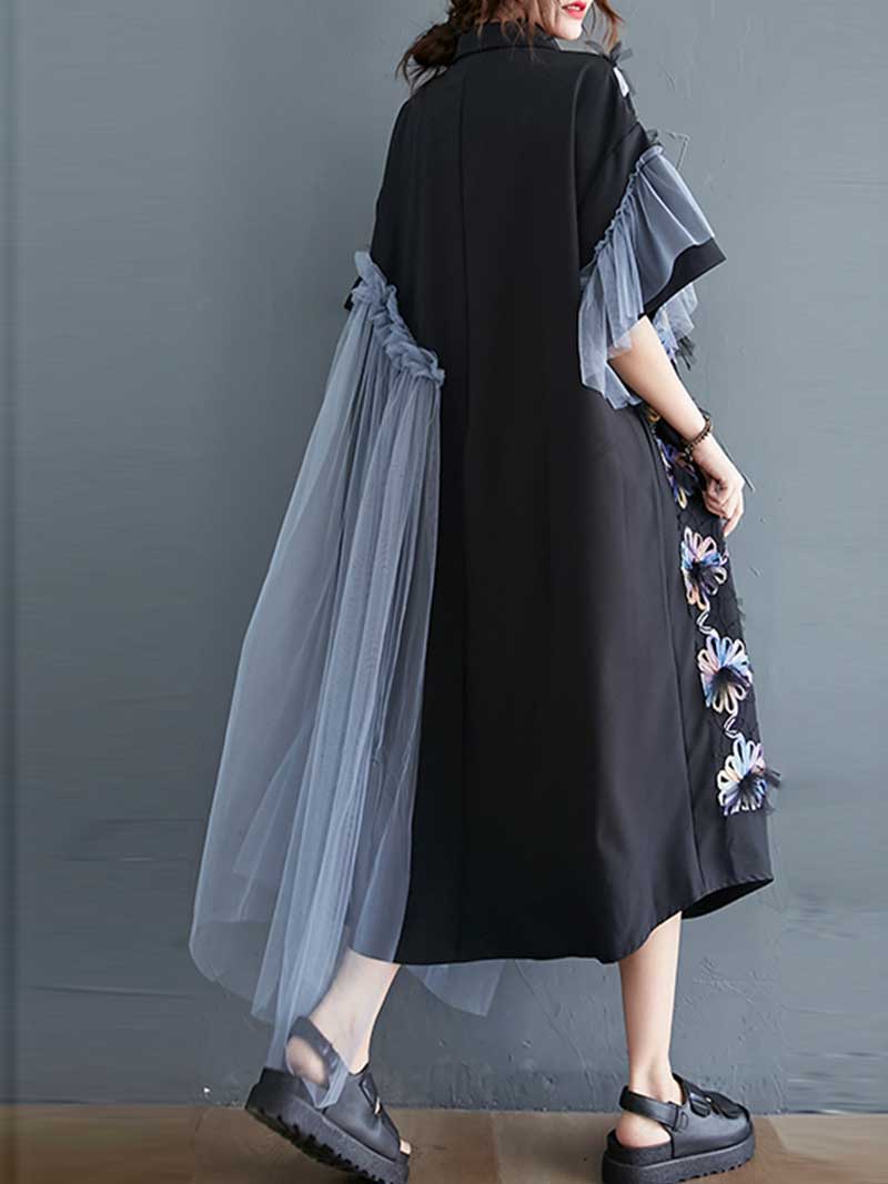 Black Floral Enchanted A-Line Dress - Image 2