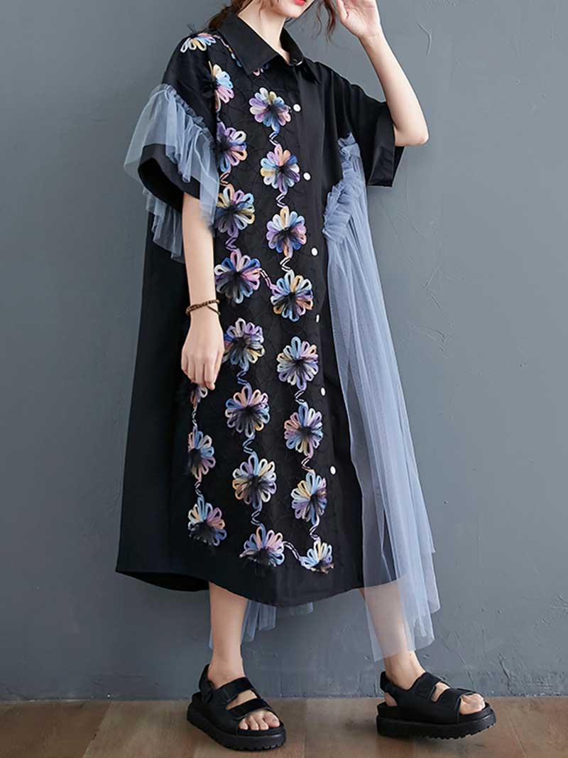 Black Floral Enchanted A-Line Dress - Image 3
