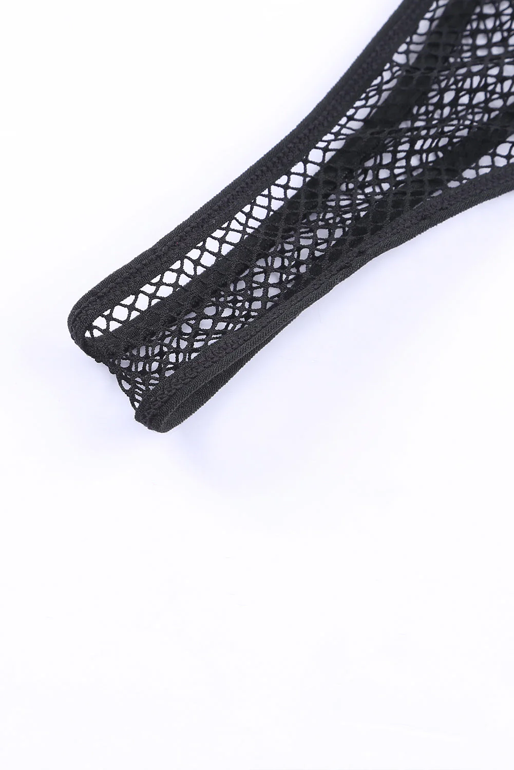 Black Halter Backless Fishnet Lingerie Set With Shorts - Image 14